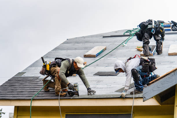 Professional Gutter Installation technician working in Ava, NY